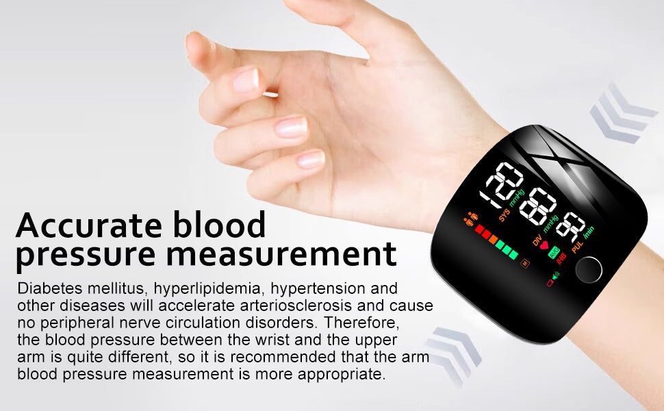 𝐀𝐮𝐭𝐨𝐦𝐚𝐭𝐢𝐜 𝐖𝐫𝐢𝐬𝐭 𝐁𝐏 𝐌𝐨𝐧𝐢𝐭𝐨𝐫™ - Clinically Accurate w/ Large Backlit Display, Adjustable Cuff, Voice Broadcast & Case