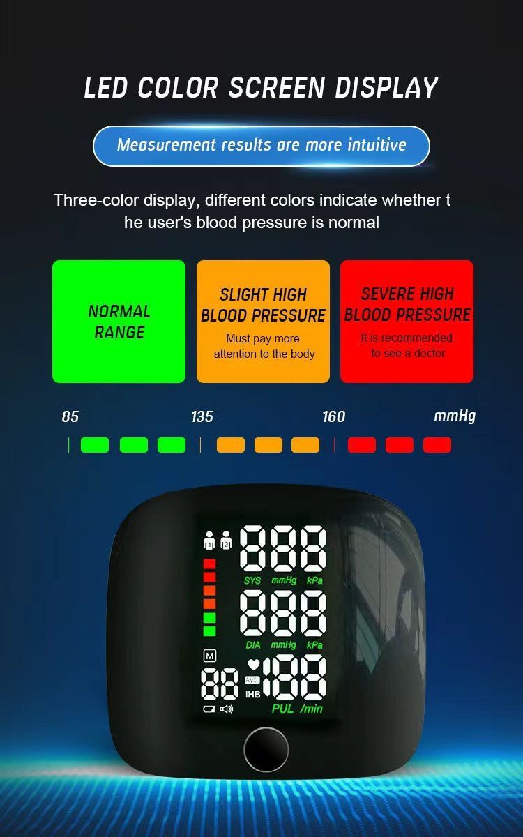 𝐀𝐮𝐭𝐨𝐦𝐚𝐭𝐢𝐜 𝐖𝐫𝐢𝐬𝐭 𝐁𝐏 𝐌𝐨𝐧𝐢𝐭𝐨𝐫™ - Clinically Accurate w/ Large Backlit Display, Adjustable Cuff, Voice Broadcast & Case